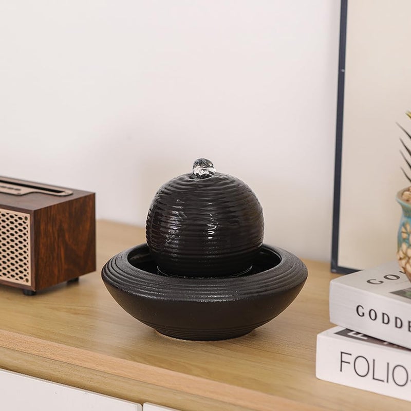 Andady Ceramic Tabletop Fountain Water Feature for Indoor and Home Decoration Table Desk Office Patio (Black A154) - Image 1